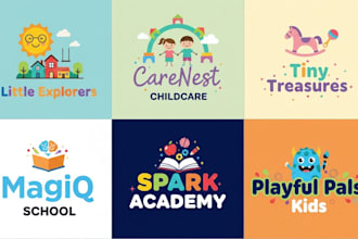 do modern daycare, childcare, baby shop, school kids logo or any graphic design