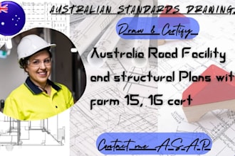 draw and stamp australia road facility, structural plans with form 15, 16 cert