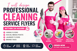 design professional cleaning flyer, laundry for business