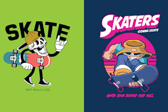 make vector illustration cartoon character skateboarding logo