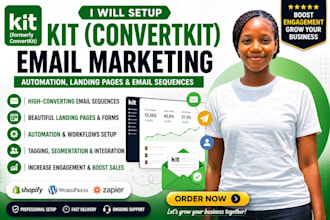 set up kit convertkit email automation, landing page, forms and email sequence