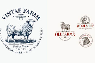 make hand drawn sheep mountain farm logo