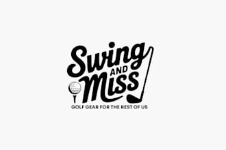 design ironic golf brand overall logo