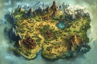 create a fantasy map illustration for map