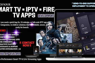 develop smart tv, iptv app, amazon, samsung lg live streaming app admin panal