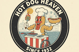 make a hand drawn vintage cartoon logo