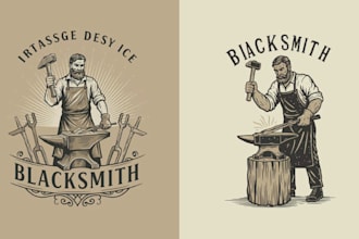 make vintage hand drawn lumberjack smith craftsman logo