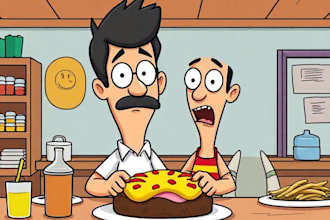 draw you in bob burgers cartoon style pro