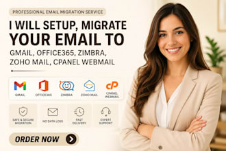setup, migrate your email to gmail, office365, zimbra, zoho mail, cpanel webmail