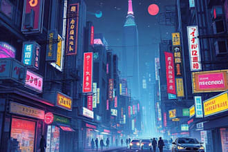 make illustration in scifi cyberpunk, neo tokyo style
