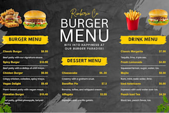 do food menu, drink menu and restaurant menu