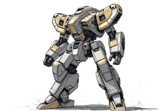 draw high quality robots or design mechs robots concepts
