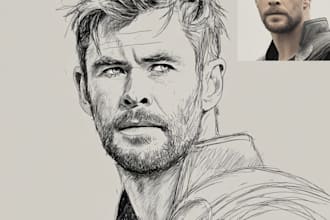 superhero sketch portrait and illustrations