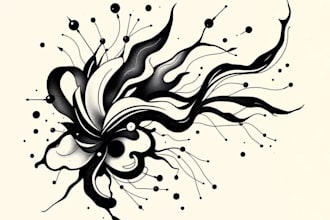draw a unique abstract graphic fine line tattoo design