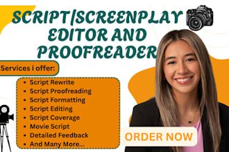 do script editing, formatting, and proofreading for movie script  feature film
