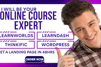 setup learnworlds website learnworlds course setup learndash thinkific wordpress