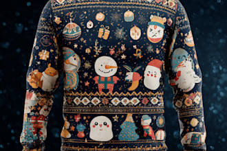 do unique ugly christmas sweater and sweatshirt design in 24 hours