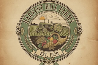design a vintage agriculture logo for your farm or agribusiness