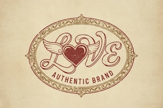 design a romantic vintage love logo with timeless charm