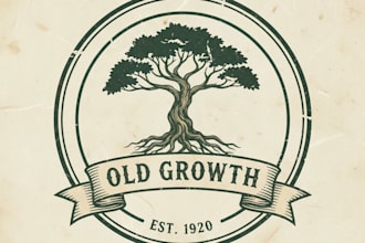 design a vintage tree logo that symbolizes growth and strength
