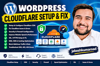 setup and fix cloudflare cdn, security, firewall, speed, ssl, issues and errors