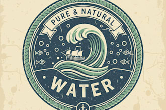 design a vintage water logo with timeless purity and flow