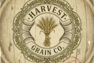 design a vintage wheat logo that symbolizes growth and prosperity