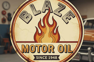 design a vintage flame logo that sparks power and passion