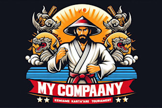 design premium vintage karate tournament mascot logo t shirt design