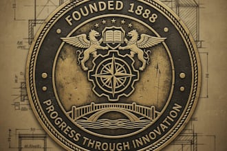 design a vintage engineering logo with classic technical style
