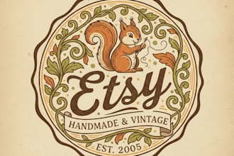 design a vintage etsy logo for your handmade or vintage brand