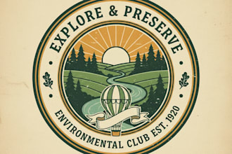 design a vintage environment logo that reflects sustainability and nature