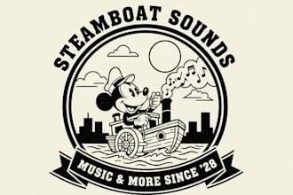 draw a steamboat willie inspired logo
