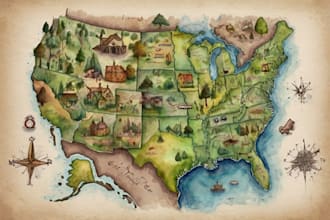sketch watercolors custom illustrated maps in procreate