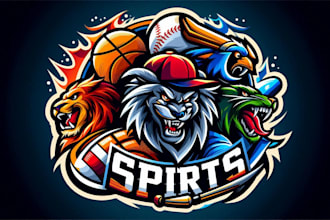 give baseball, basketball, football, hockey sports mascot logo design