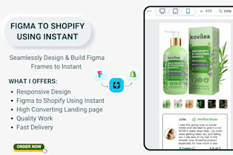 convert your design into a mobile responsive shopify landing page using instant