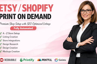 set up etsy print on demand, shopify pod store with printify, etsy listing seo
