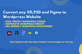 convert xd, PSD, figma to responsive wordpress website pixel perfect design