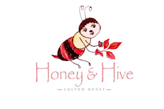 design self draw bee honey logo
