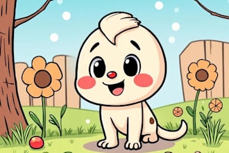 draw a cute and funny cartoon illustration