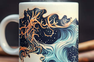 create a custom coffee mug design or coffee cup design