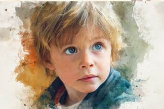 design watercolor kids, baby or child portrait illustration