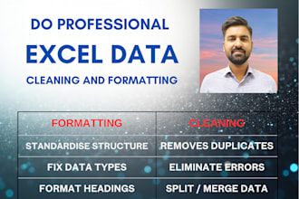 be your excel expert for data cleanup and formatting