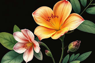 drawn botanical illustration, flower, plant