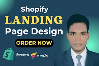 design shopify landing page using pagefly,  gempages, shogun, replo