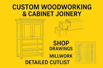 custom woodworking and cabinet joinery shop drawings, millwork, detailed cutlist