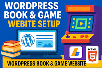 setup wordpress book website, online arcade game gallery, google adsense, html5