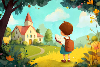 draw children story book illustration not ai