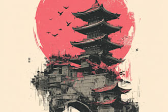 make a japanese t shirt illustration