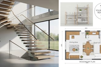 design modern staircase, DIY furniture, and woodwork floor plan in autocad